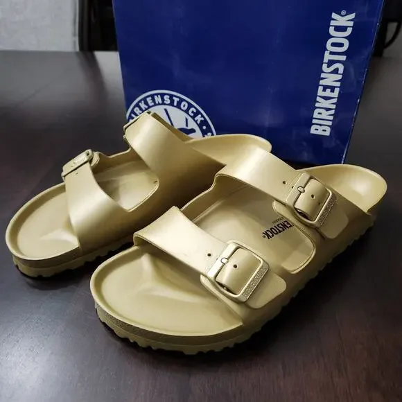 NWT Birkenstock Arizona EVA Sandals Glamour Gold Size EU 46 US 13 - Picture 2 of 5